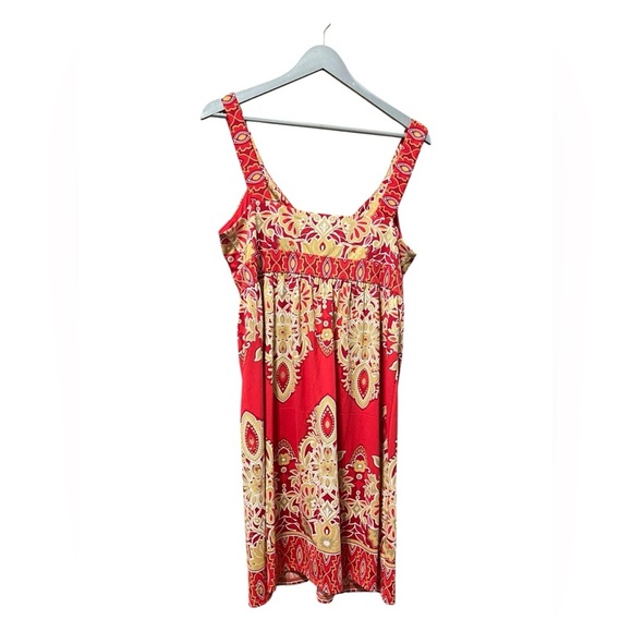 INC International Concepts Red & Gold Print Sleeveless Dress – Large - Picture 3 of 5